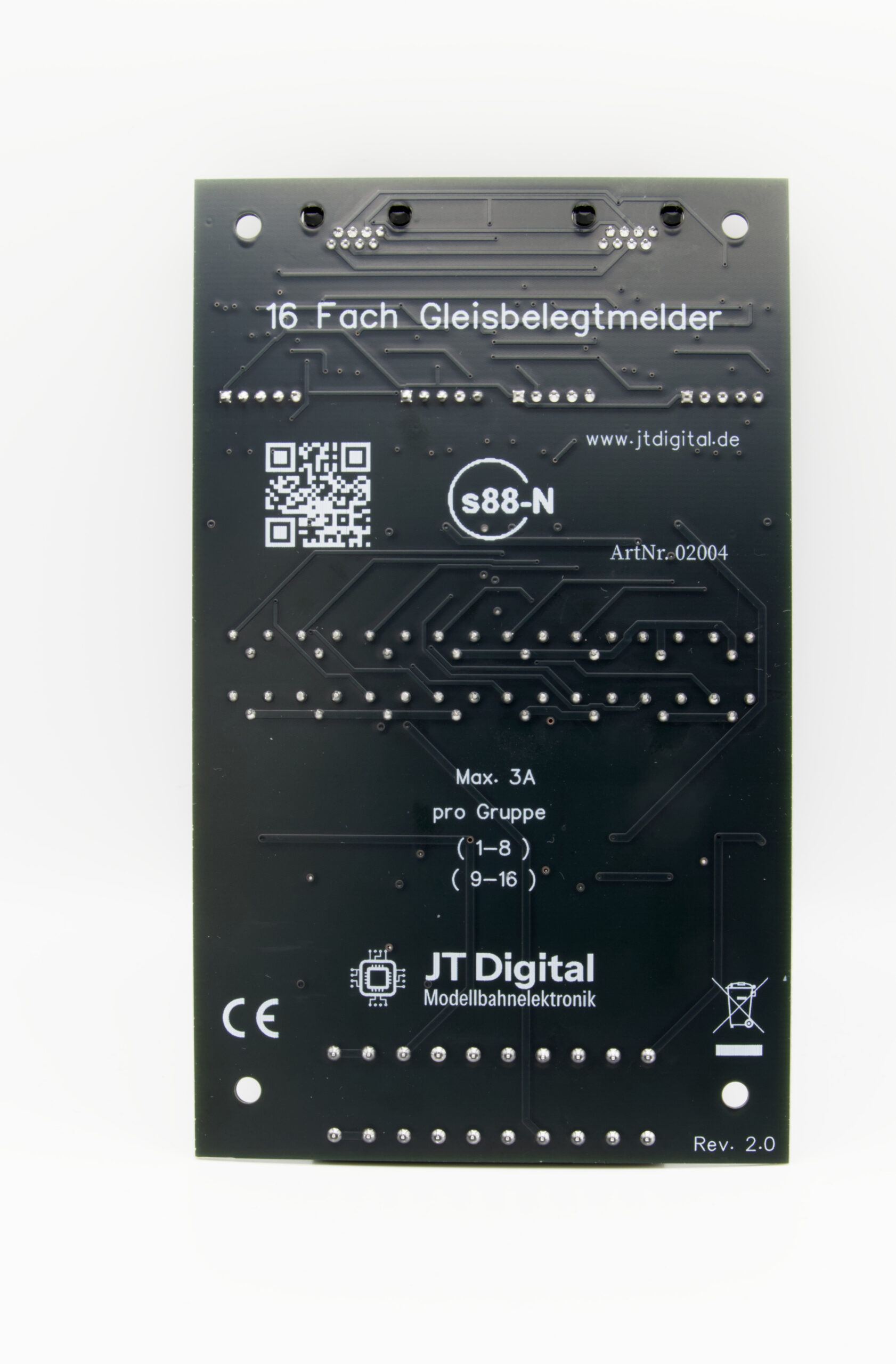 16-fach Gleisbelegtmelder s88-N, Rückseite mit Beschriftung