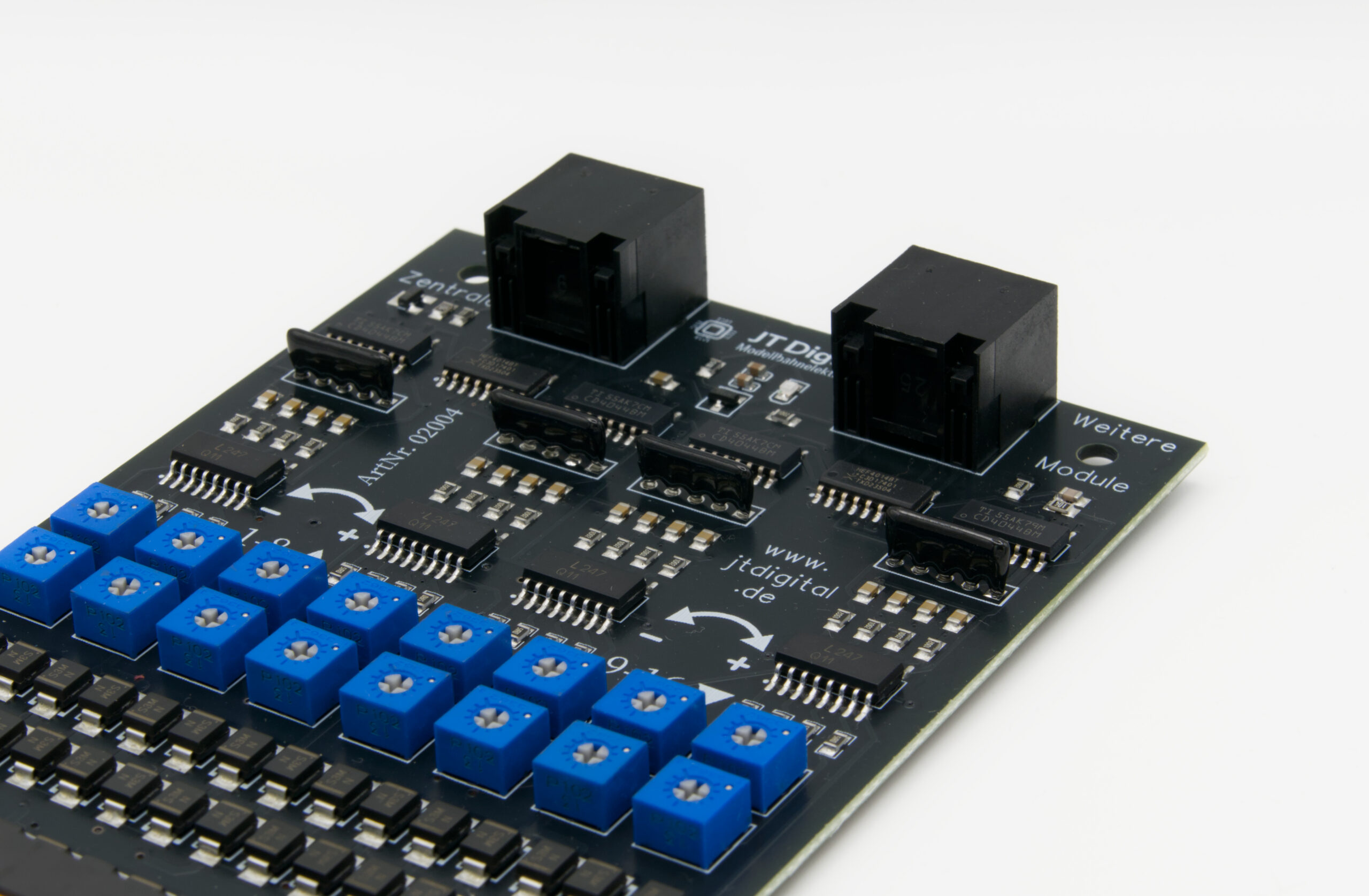 16-fach Gleisbelegtmelder s88-N, Potentiometer zum Einstellen der Empfindlichkeit